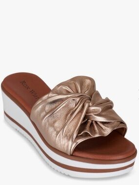 NWOB $295 Ron White Priccila Rose Gold Twist Slide Wedge Sandals – Made in Italy